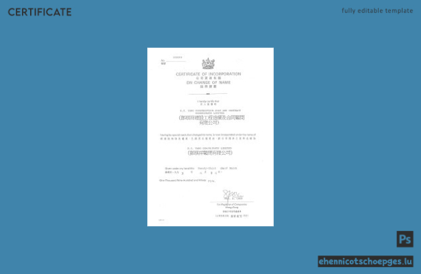 Beispiel für eine Namensänderungsurkunde des chinesischen Handelsregisters